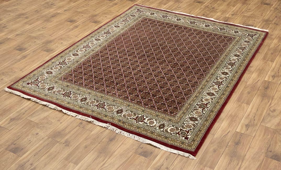 Red Floral Geometric 7X8 Tabriz Fish Mahi Oriental Rug - 5