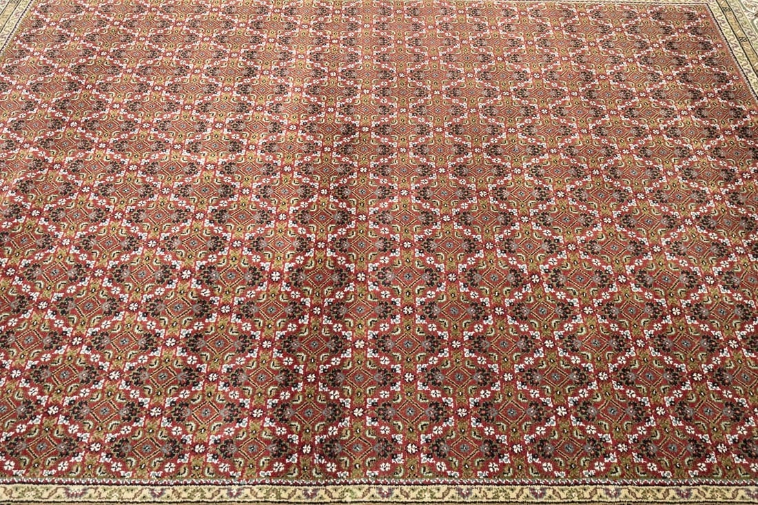 Red Floral Geometric 7X8 Tabriz Fish Mahi Oriental Rug - 7