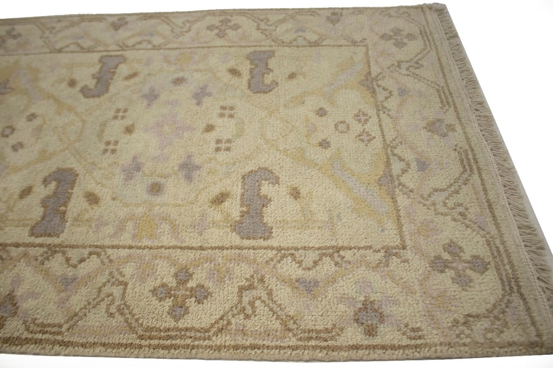 Cream Floral 2'5X13'9 Oushak Oriental Runner Rug - 10