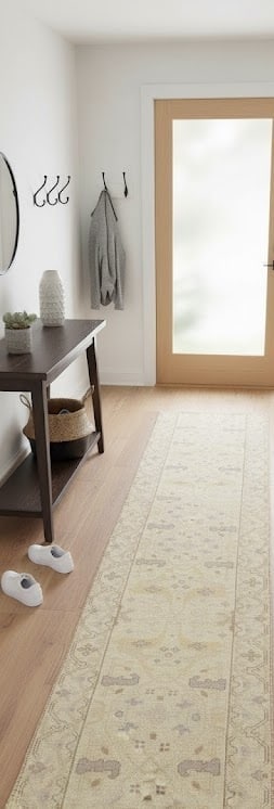 Cream Floral 2'5X13'9 Oushak Oriental Runner Rug - 2