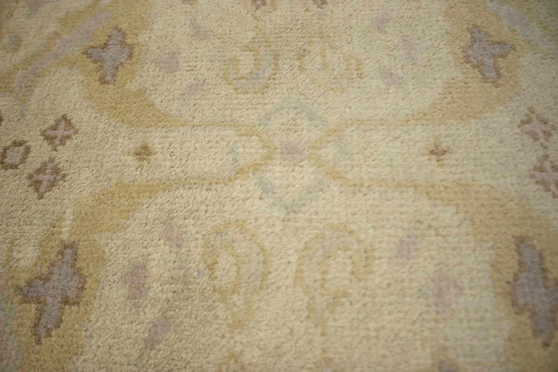 Cream Floral 2'5X13'9 Oushak Oriental Runner Rug - 7