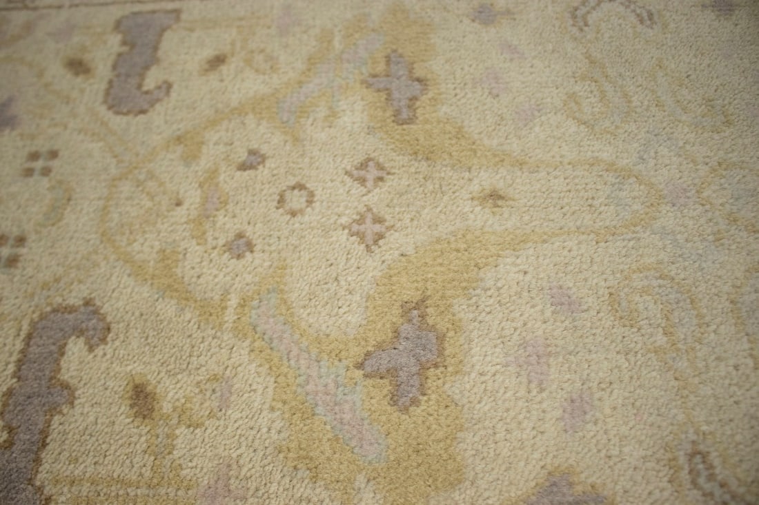 Cream Floral 2'5X13'9 Oushak Oriental Runner Rug - 9