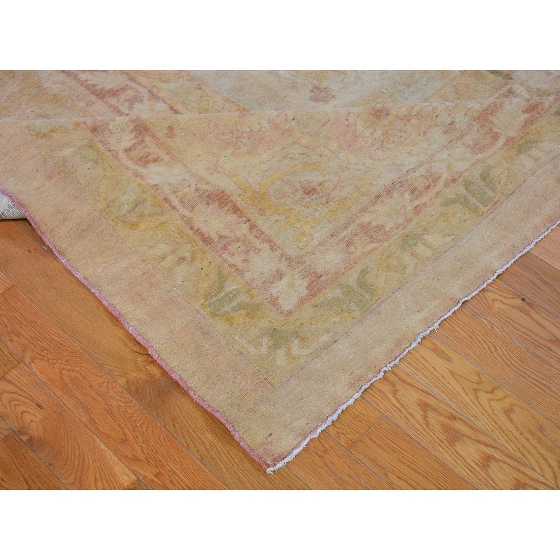Beige Oversized Old Agra Good Condition Soft Colors Even Wear Wool Rug - 5