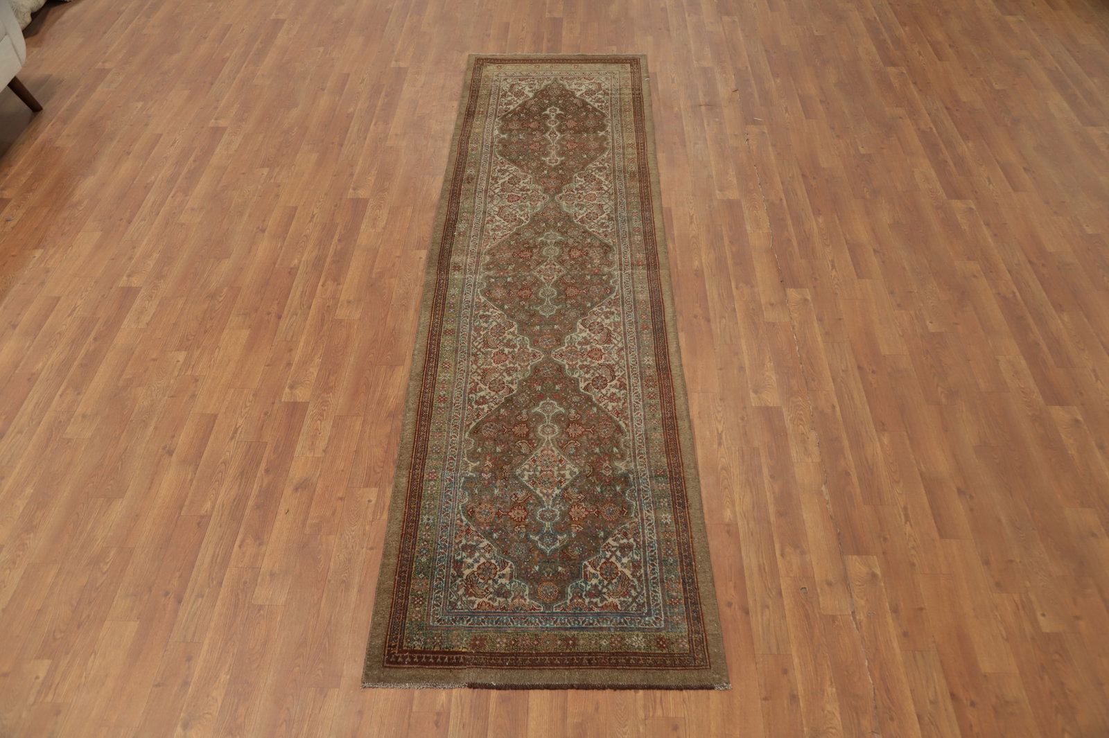 Pre-1900 Vegetable Dye Bibikabad Persian Runner Rug 3x10 - 2