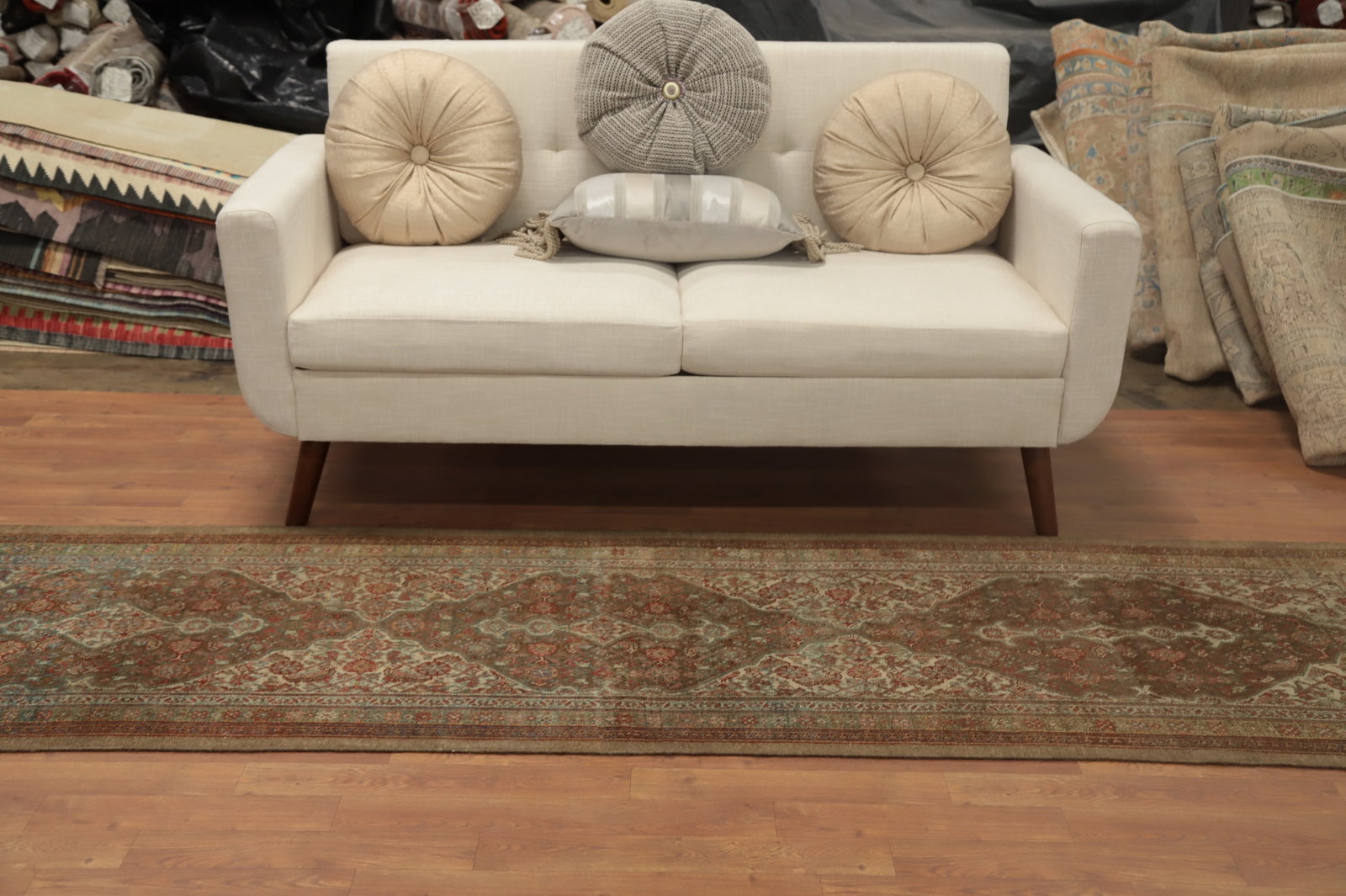 Pre-1900 Vegetable Dye Bibikabad Persian Runner Rug 3x10 - 3