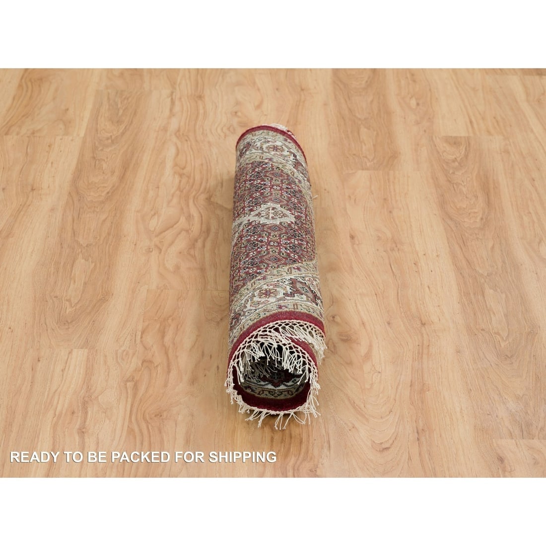 Red Tabriz Medallion Design Pure Wool 175 KPSI Hand Knotted Round Rug - 6