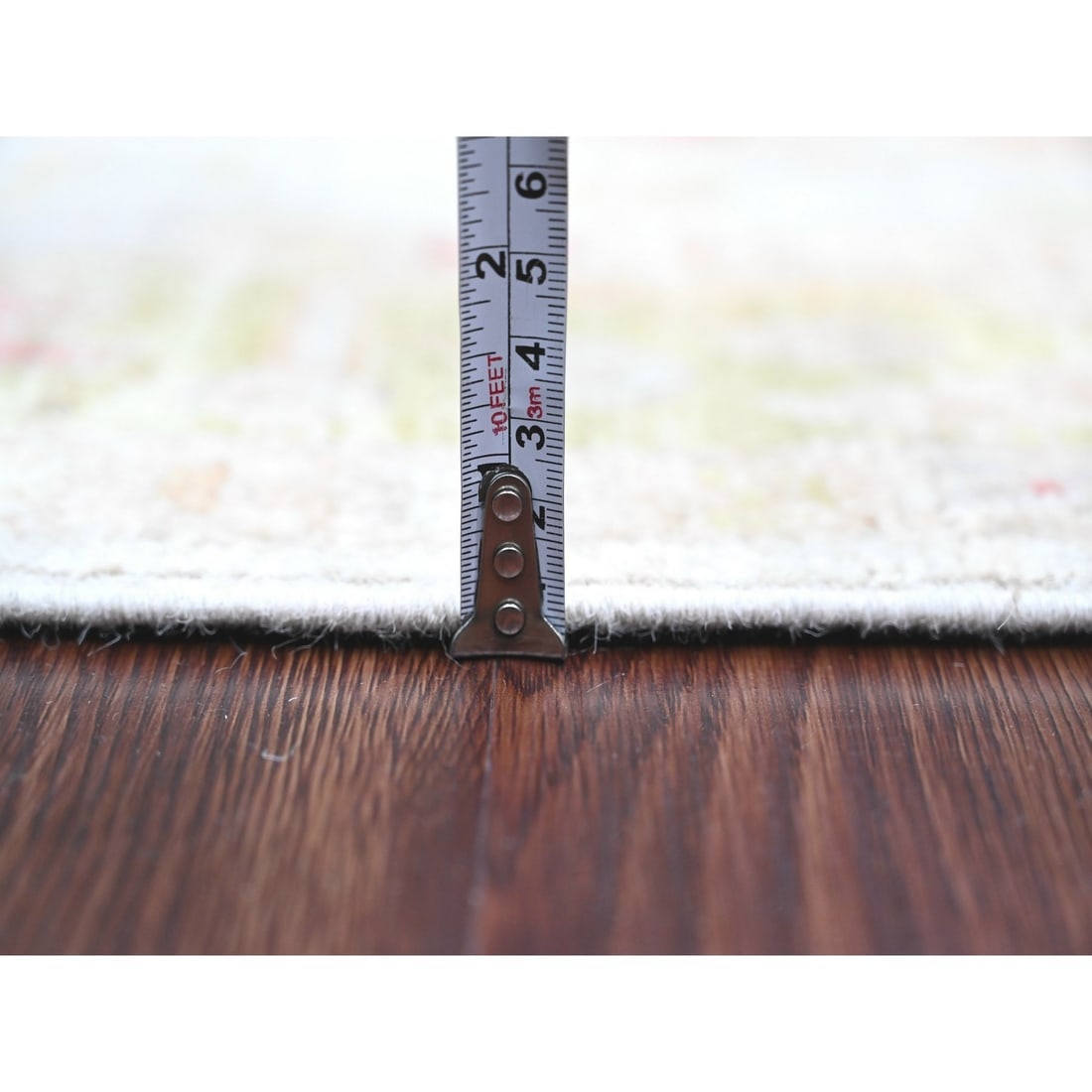 White Hand Knotted Afghan Angora Oushak Leaf Pattern Wool Runner Rug - 5