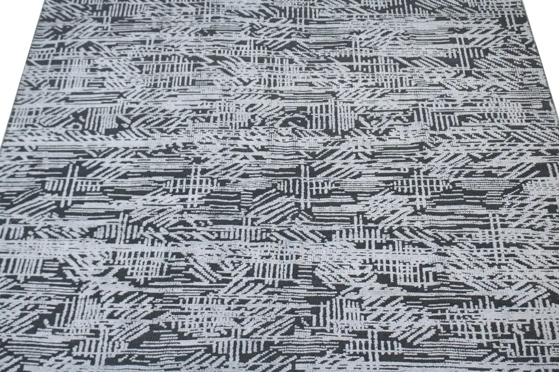 Dark Gray Geometric 8X10 Oriental Modern Rug - 4