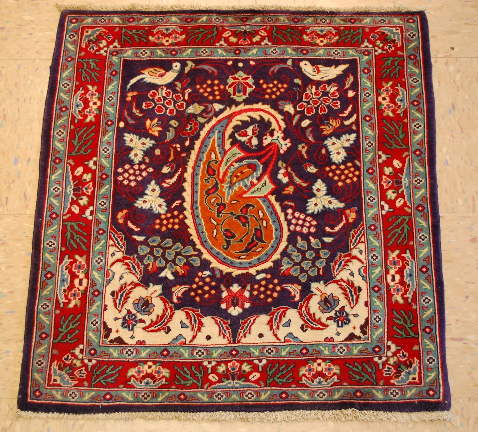 Persian SARUK RUG 2.3x2.5: Title: Persian SARUK RUG 2.3x2.5 Descritpion: OLD, ANTIQUE HIGHLY DETAILED ONE WAY DESIGN KORK WOOL FINE AUTHENTIC HAND KNOTTED Persian SARUK RUG..........size is 2' 3" x 2' 5" ...........Magnificent 