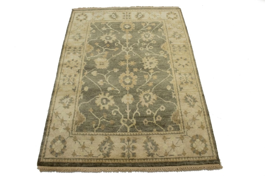 Warm Stone Floral 4X6 Oushak Chobi Oriental Rug - 3