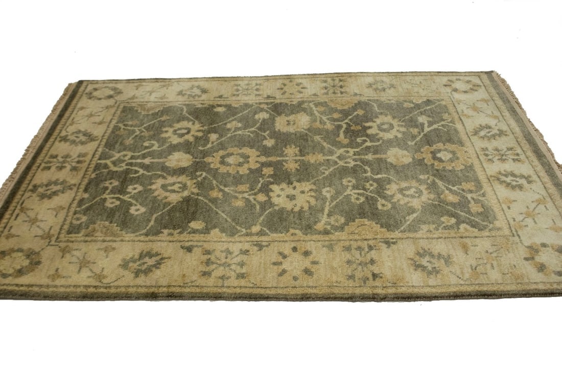 Warm Stone Floral 4X6 Oushak Chobi Oriental Rug - 5