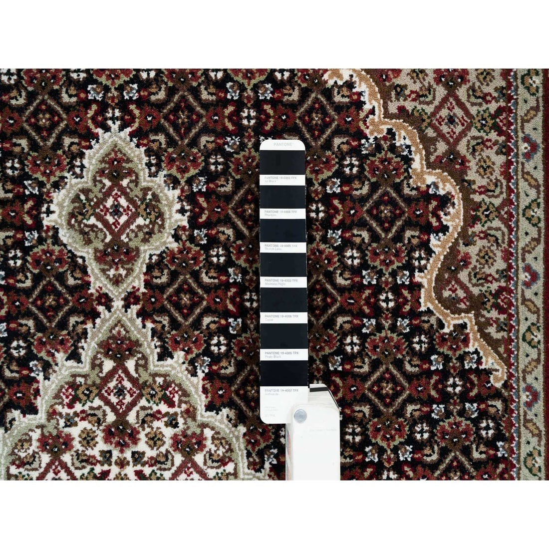 Rich Black Tabriz Mahi Design 175 KPSI Hand Knotted Wool Oriental Rug - 4