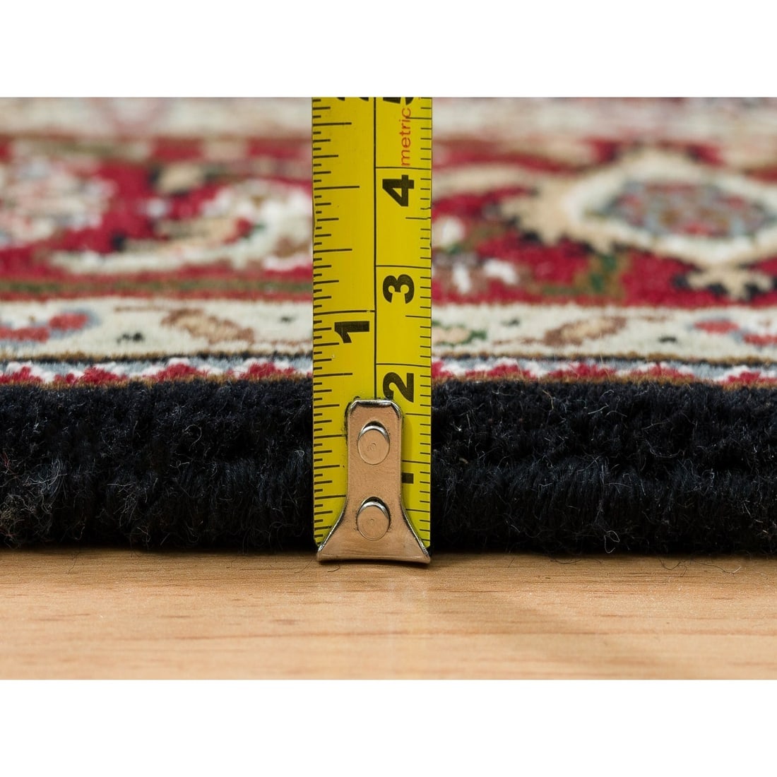 Rich Black Tabriz Mahi Design 175 KPSI Hand Knotted Wool Oriental Rug - 7