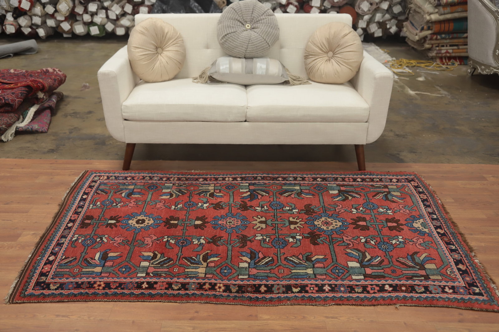 Pre-1900 Vegetable Dye Bidjar Halvaei Persian Rug 4x7 - 3