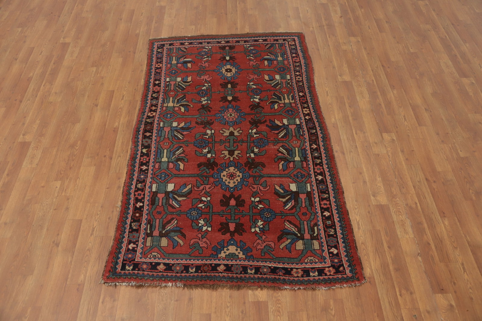 Pre-1900 Vegetable Dye Bidjar Halvaei Persian Rug 4x7 - 4