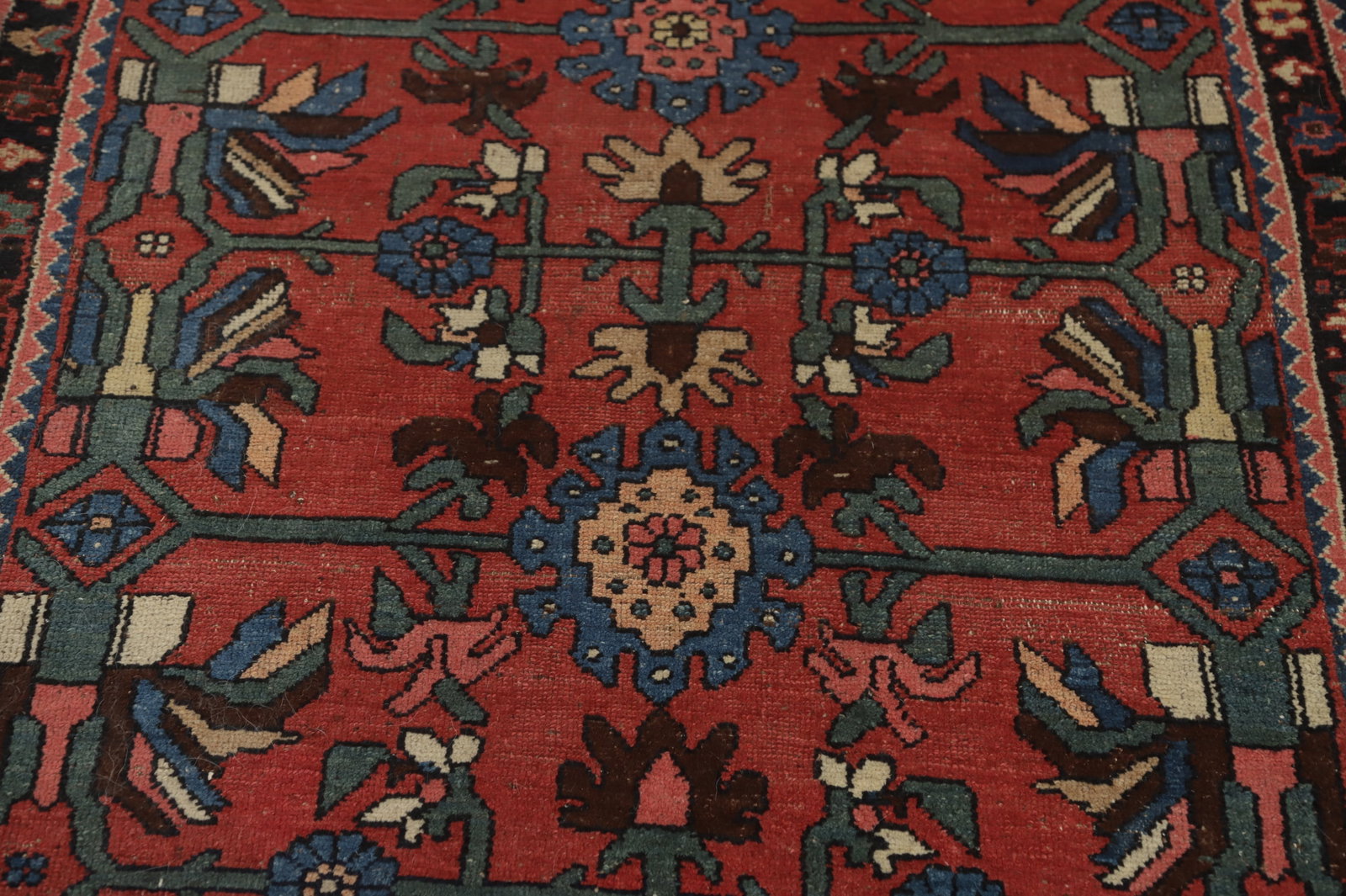 Pre-1900 Vegetable Dye Bidjar Halvaei Persian Rug 4x7 - 5