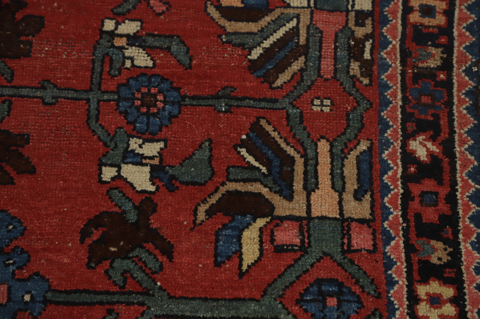 Pre-1900 Vegetable Dye Bidjar Halvaei Persian Rug 4x7 - 8