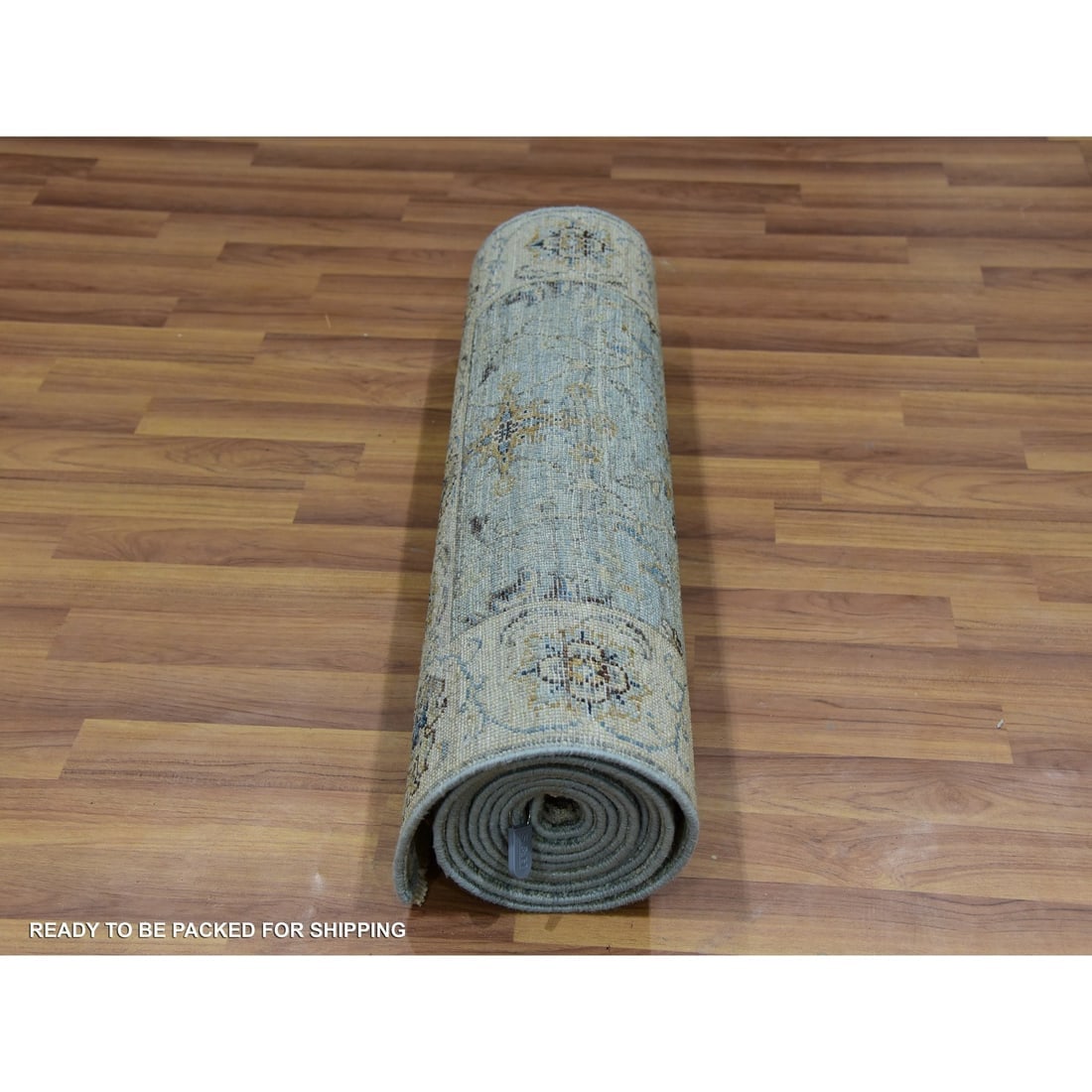 Periwinkle Blue Wool Shah Abbas Design Hand Knotted Floral Runner Rug - 5
