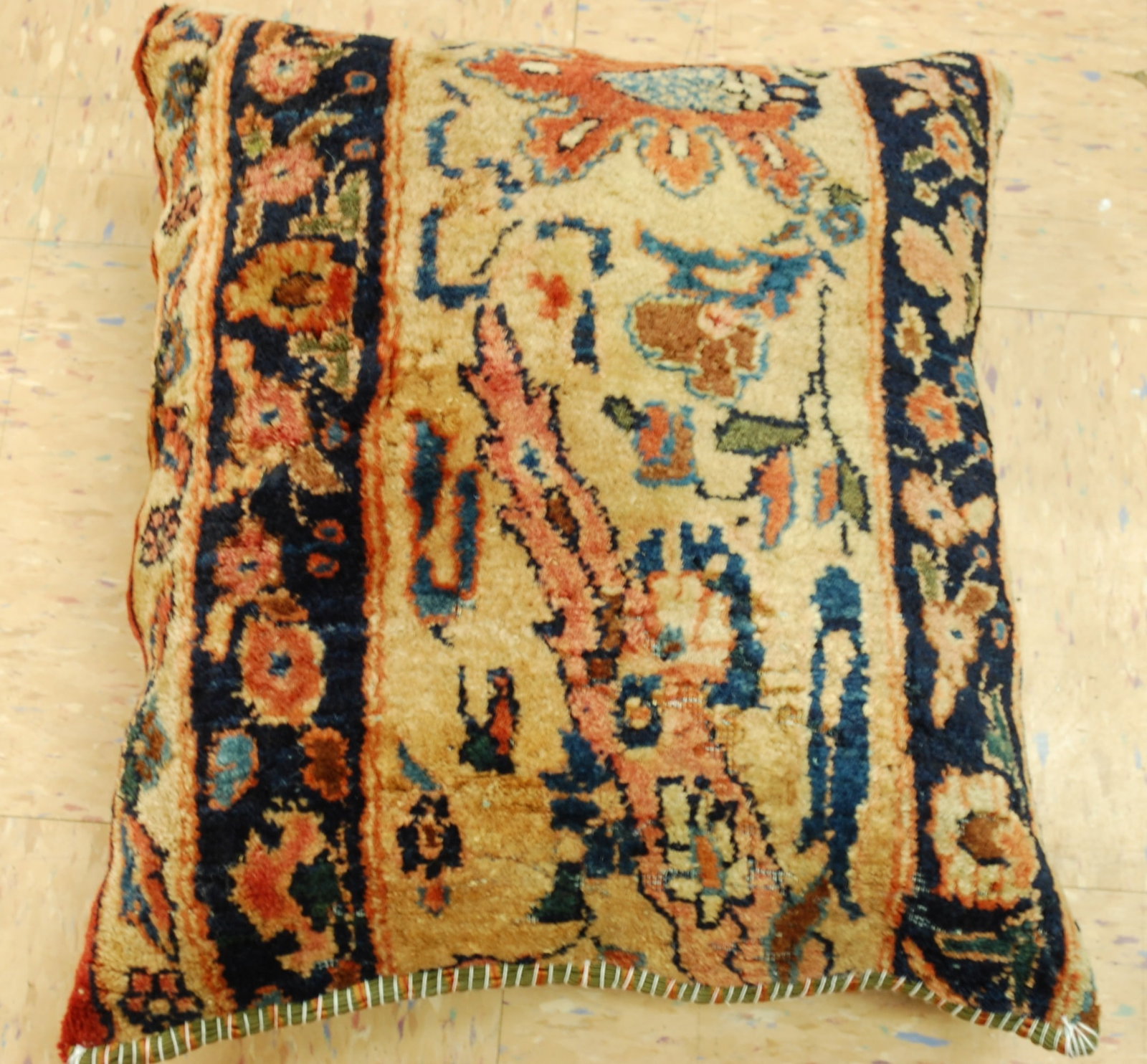 Hand-Made antique rug Pillow Cushion Rug 1'2" x 1' 8" - 5