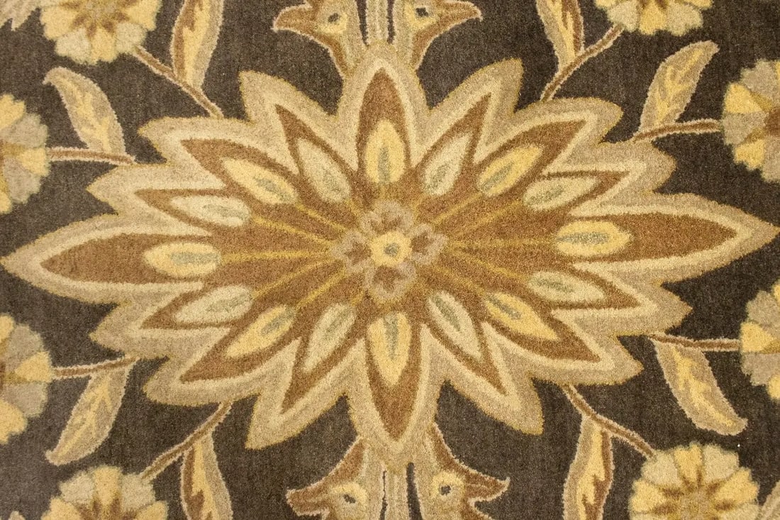 Brown Floral Modern 8X11 Oriental Hand-Tufted Rug - 8