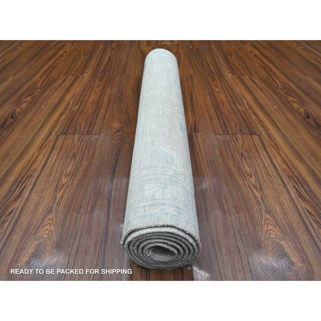 Gray Hand Knotted White Wash Peshawar Wool Runner Oriental Rug - 4
