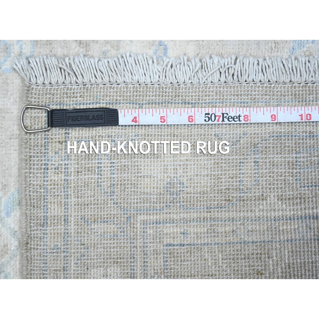 Gray Hand Knotted White Wash Peshawar Wool Runner Oriental Rug - 6