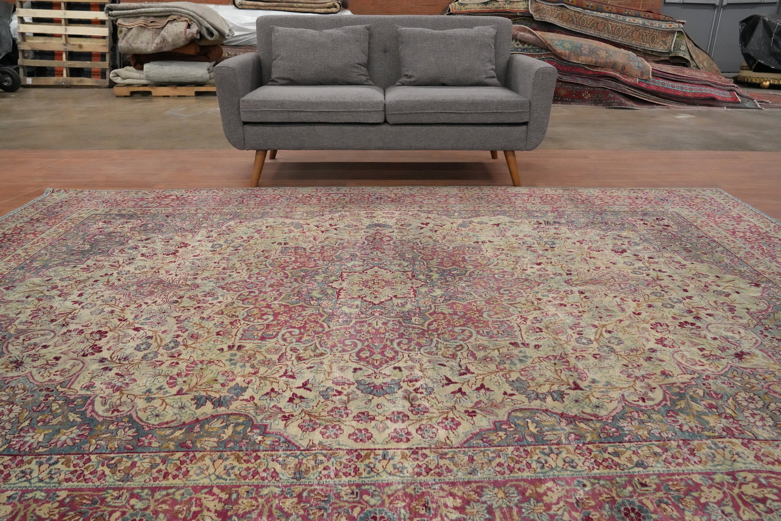 Pre-1900 Vegetable Dye Kerman Ravar Persian Area Rug 8x11 - 3