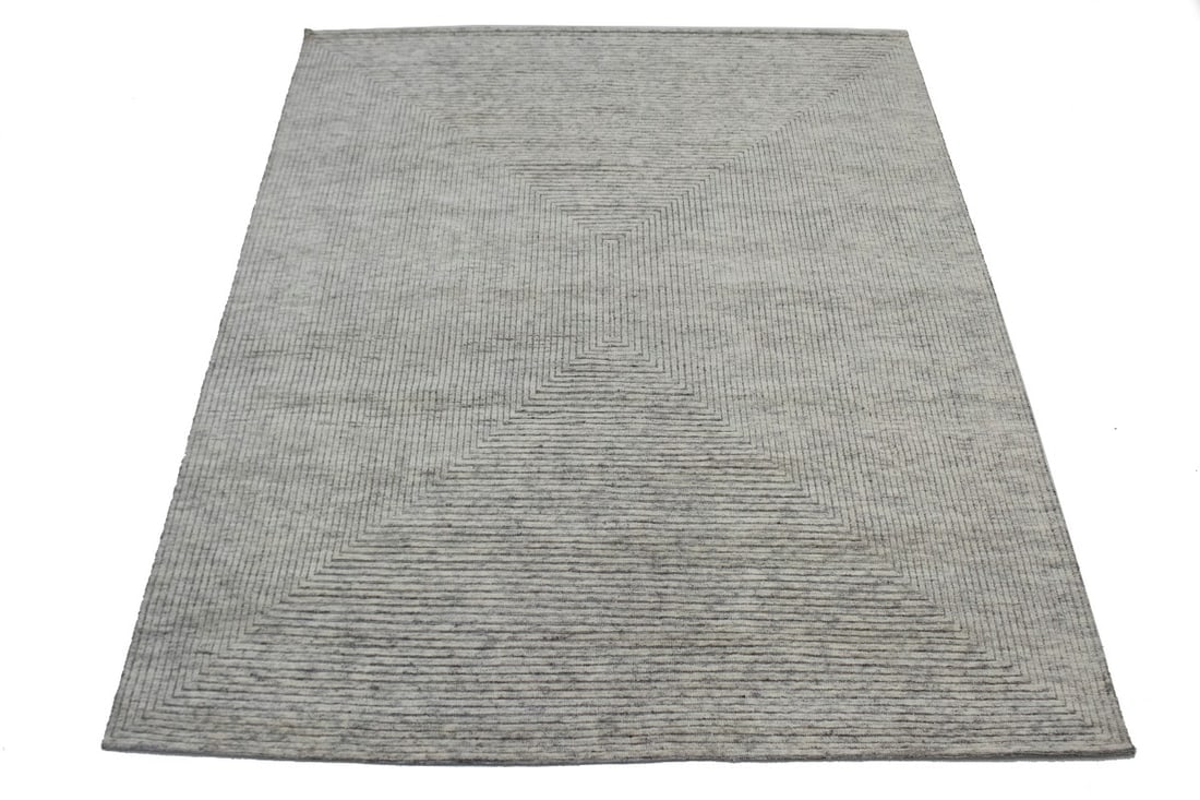 Cream Geometric 8X10 Oriental Modern Rug - 3