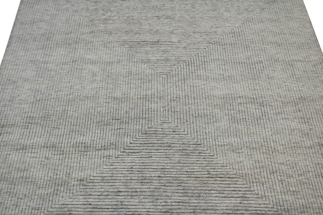 Cream Geometric 8X10 Oriental Modern Rug - 4