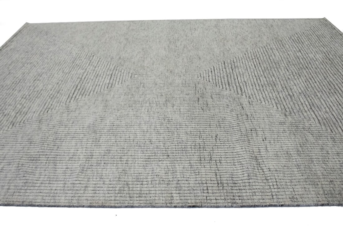 Cream Geometric 8X10 Oriental Modern Rug - 6