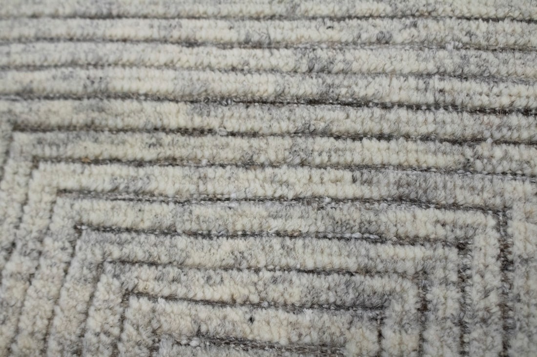 Cream Geometric 8X10 Oriental Modern Rug - 8