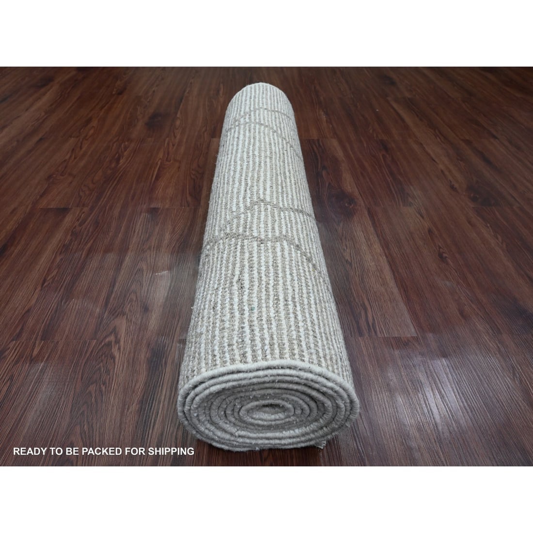 White Moroccan Weave Geometric Design All Wool Hand Knotted Runner Rug - 4
