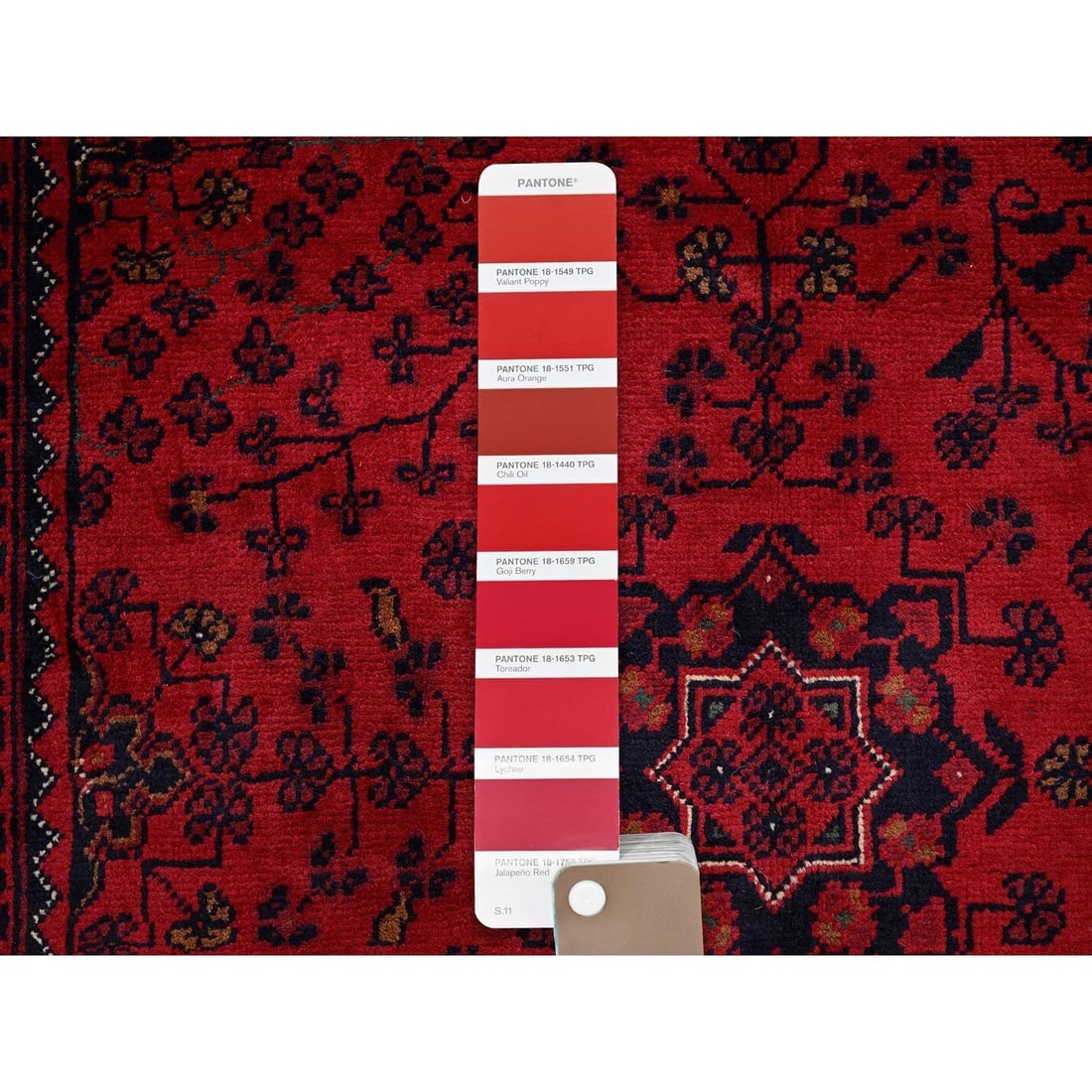 Red Hand Knotted Afghan Khamyab Tribal Design Hand Knotted Wool Rug - 4