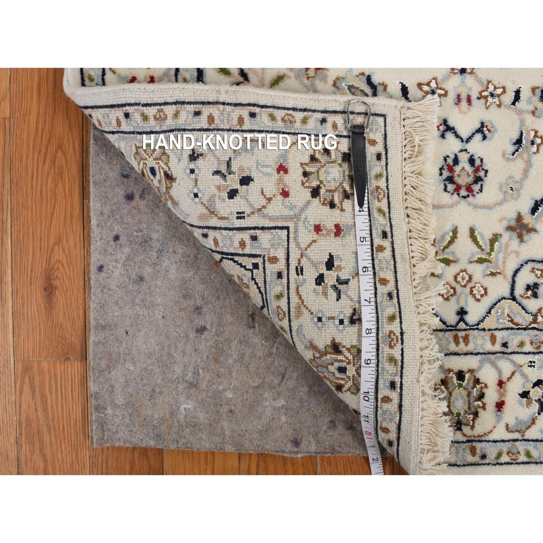 Swan White Nain with Center Motif Flower Design Runner Oriental Rug - 8