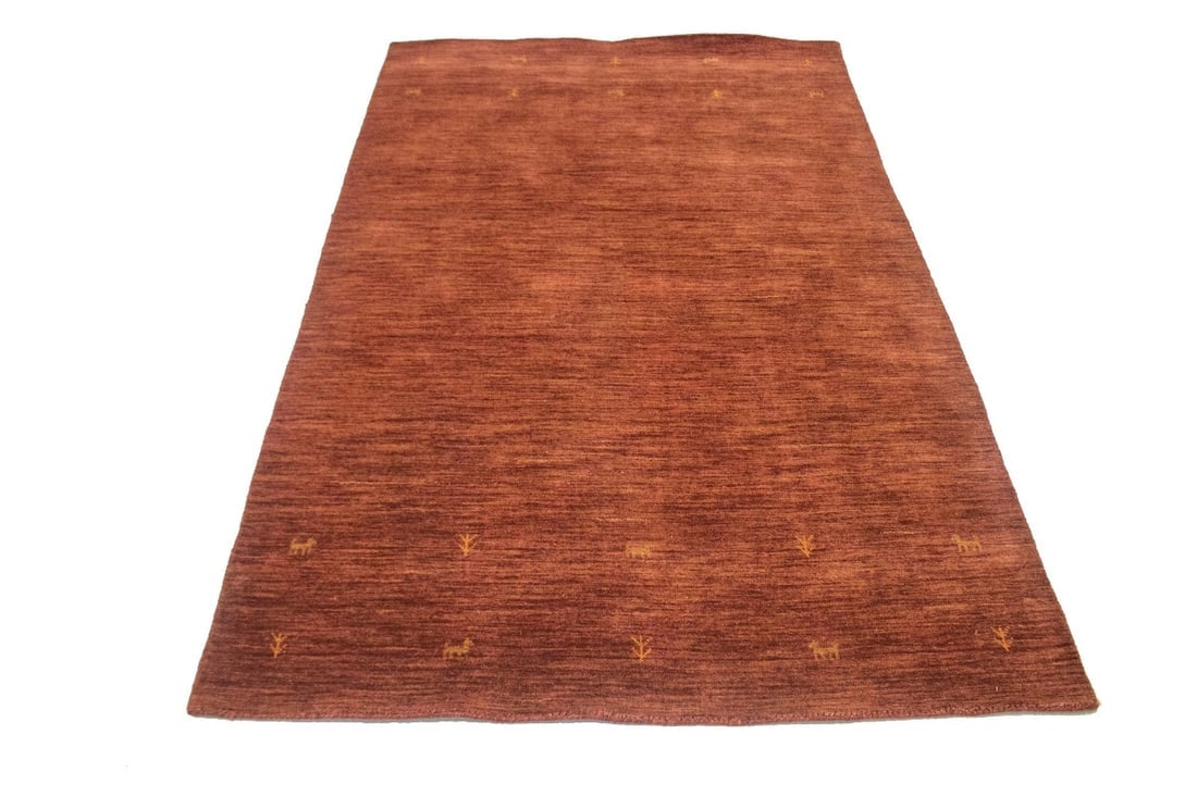 Solid Rusty Red 4X6 Oriental Modern Rug - 3