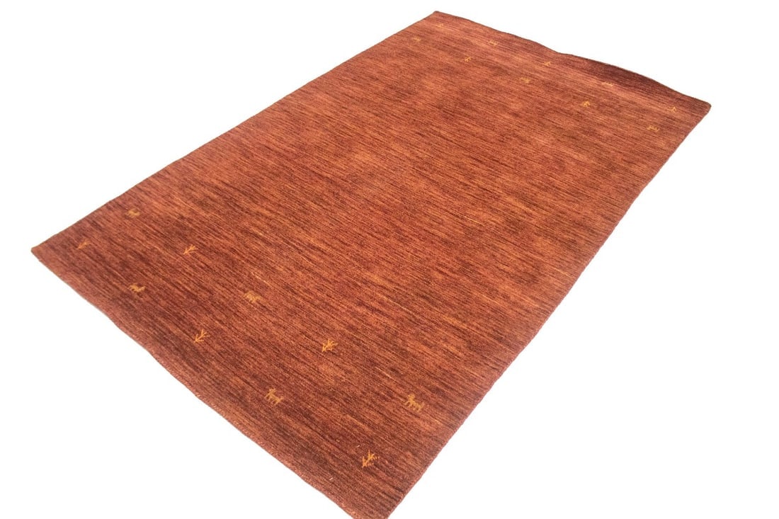 Solid Rusty Red 4X6 Oriental Modern Rug - 4