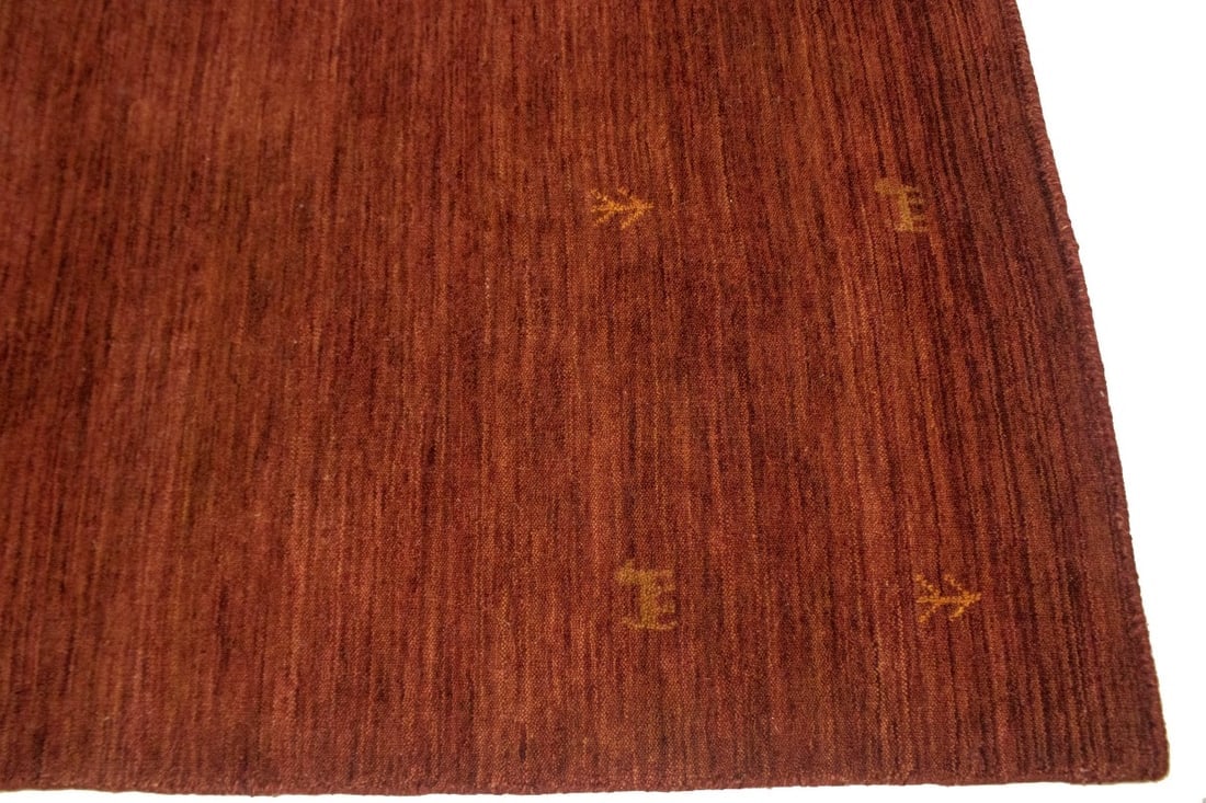 Solid Rusty Red 4X6 Oriental Modern Rug - 7