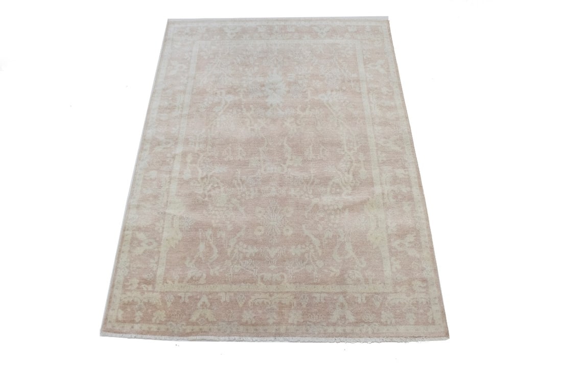 Peach Floral Transitional 6X8 Oriental Rug - 3