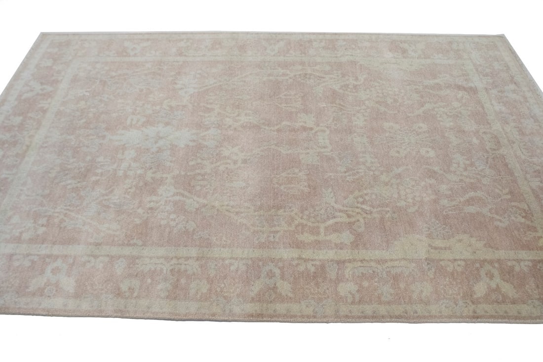 Peach Floral Transitional 6X8 Oriental Rug - 5