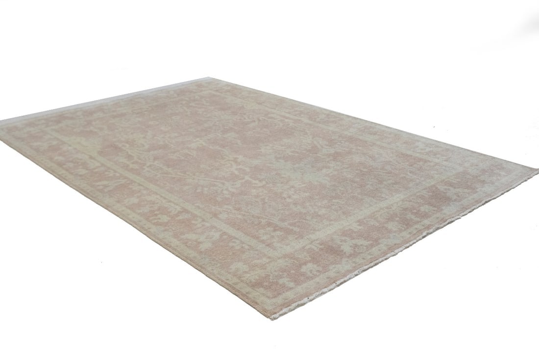 Peach Floral Transitional 6X8 Oriental Rug - 9