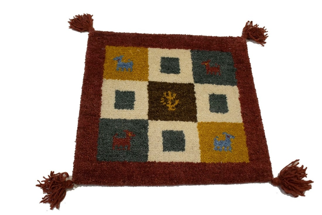 Multicolored Tribal Modern 1'4X1'4 Indo-Gabbeh Oriental Square Rug - 3