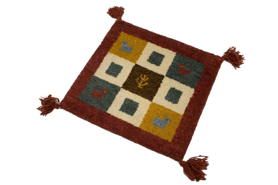 Multicolored Tribal Modern 1'4X1'4 Indo-Gabbeh Oriental Square Rug - 4