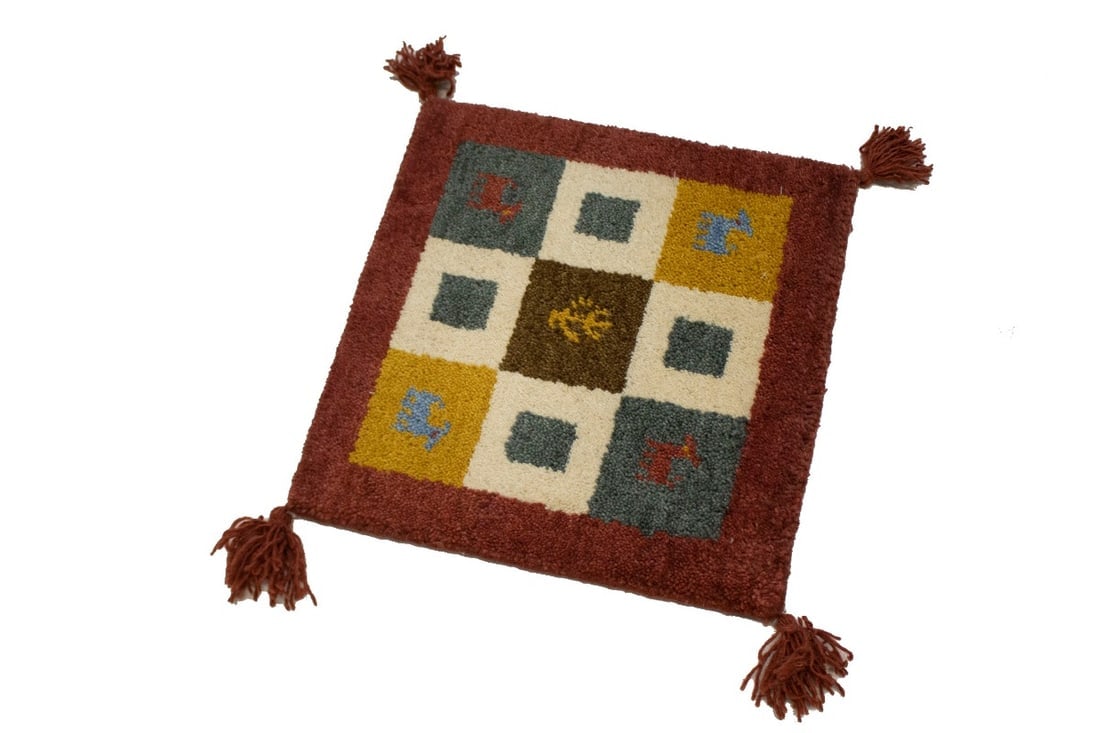 Multicolored Tribal Modern 1'4X1'4 Indo-Gabbeh Oriental Square Rug - 5