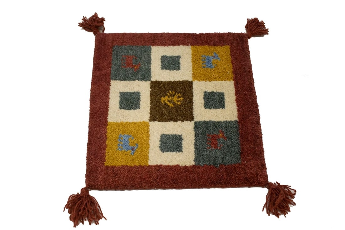 Multicolored Tribal Modern 1'4X1'4 Indo-Gabbeh Oriental Square Rug - 6