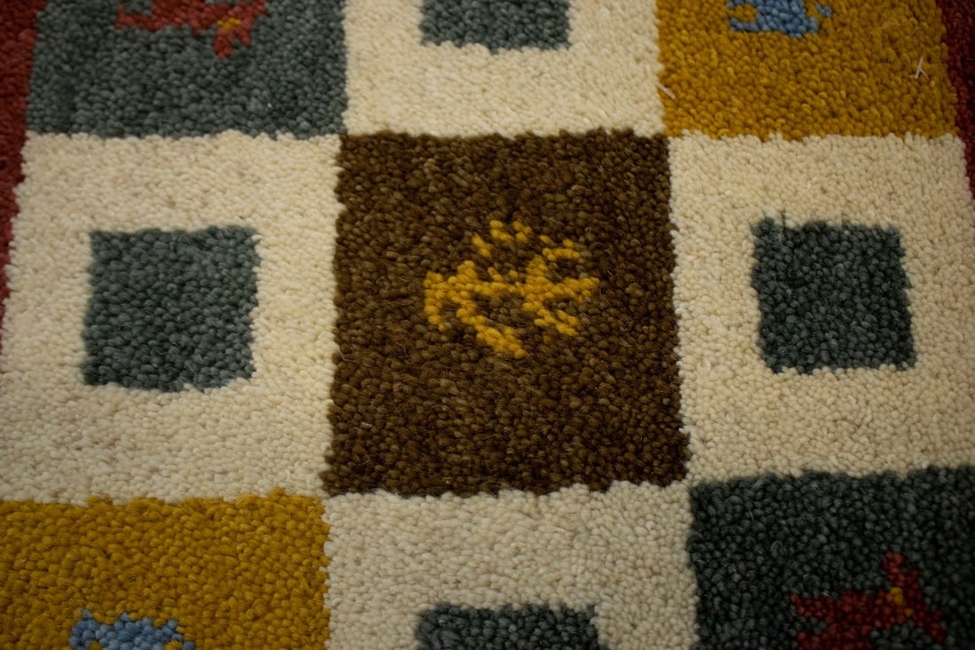 Multicolored Tribal Modern 1'4X1'4 Indo-Gabbeh Oriental Square Rug - 7