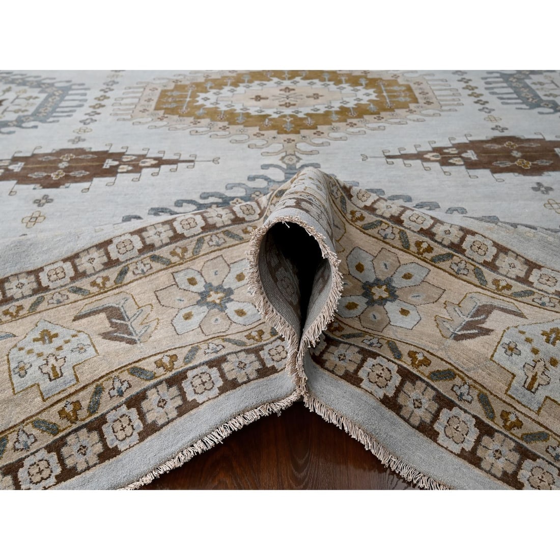 Boothbay Gray Organic Wool Hand Knotted Persian Village Oversized Rug - 5
