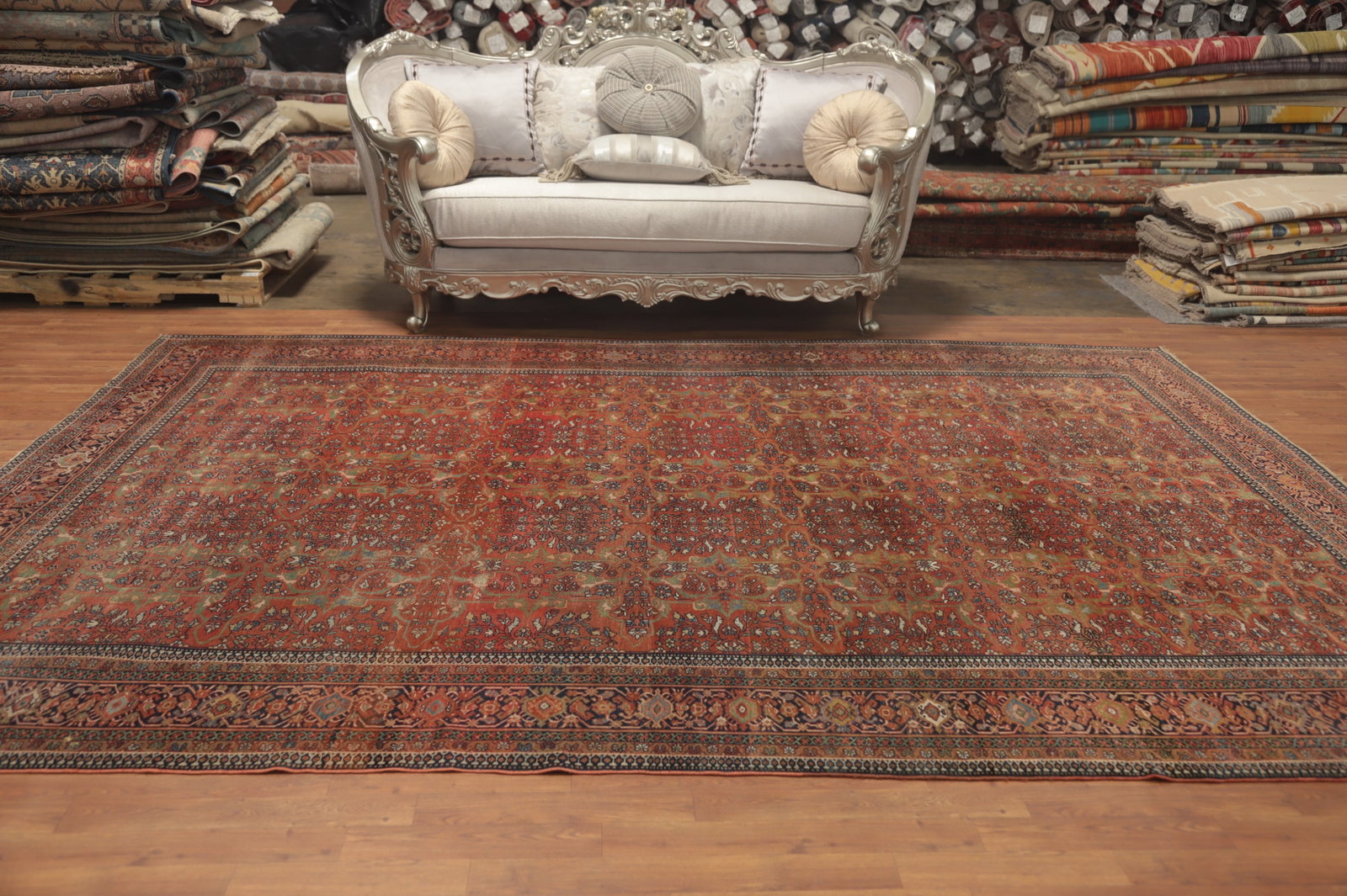 Pre-1900 Vegetable Dye Sarouk Farahan Persian Area Rug 9x12 - 3