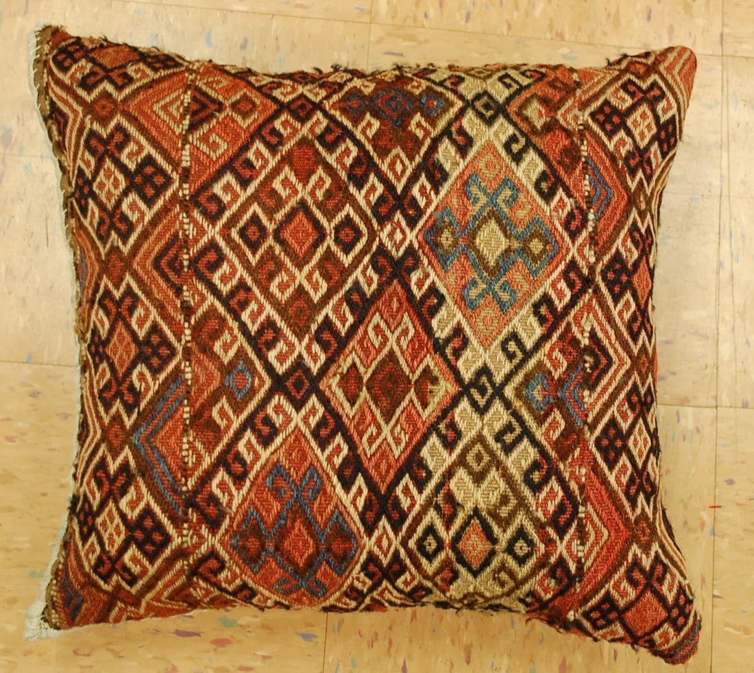 Hand-Made Pillow Cushion Rug 1'6" x 1' 8": Title:Hand-Made Pillow Cushion Rug 1'6" x 1' 8" Descritpion:Antique detailed design hand made functional_useable pillow_cushion with exact size of 1'6" x 1' 8" the pillow is filled with poly- fil