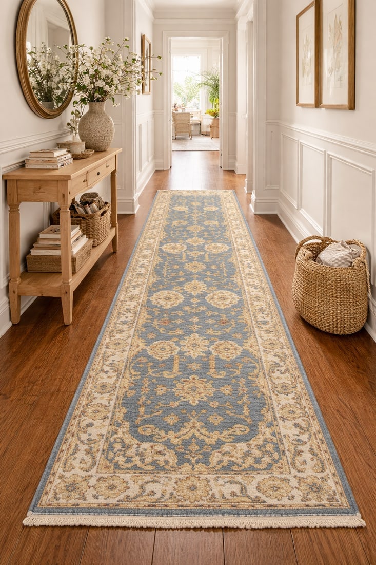 Gray Floral 3X10 Oushak Chobi Oriental Runner Rug - 2