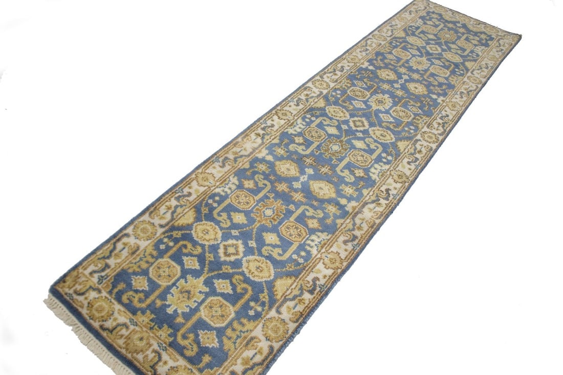 Gray Floral 3X10 Oushak Chobi Oriental Runner Rug - 4